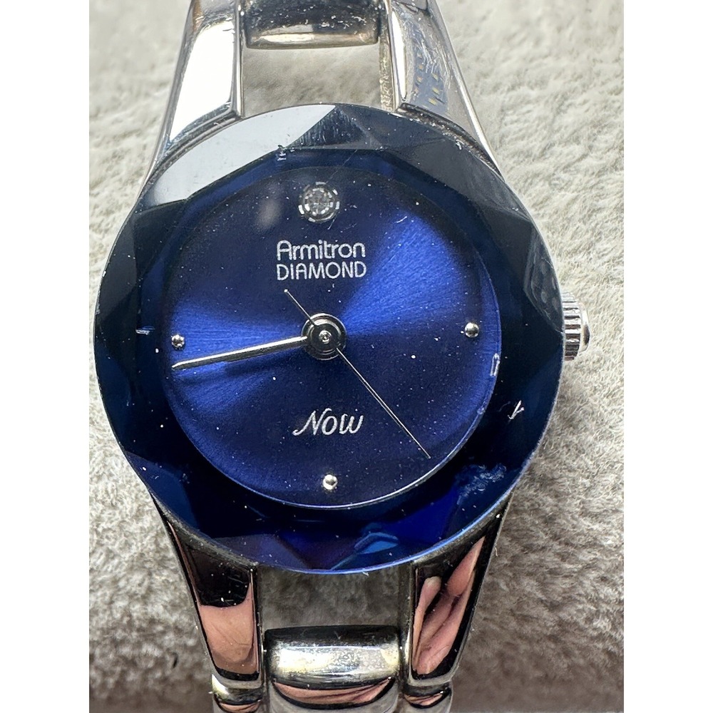 Armitron Now Diamond Ladies 75/2406-7 Watch New Battery 19MM‎ 7.25" Blue Dial Q